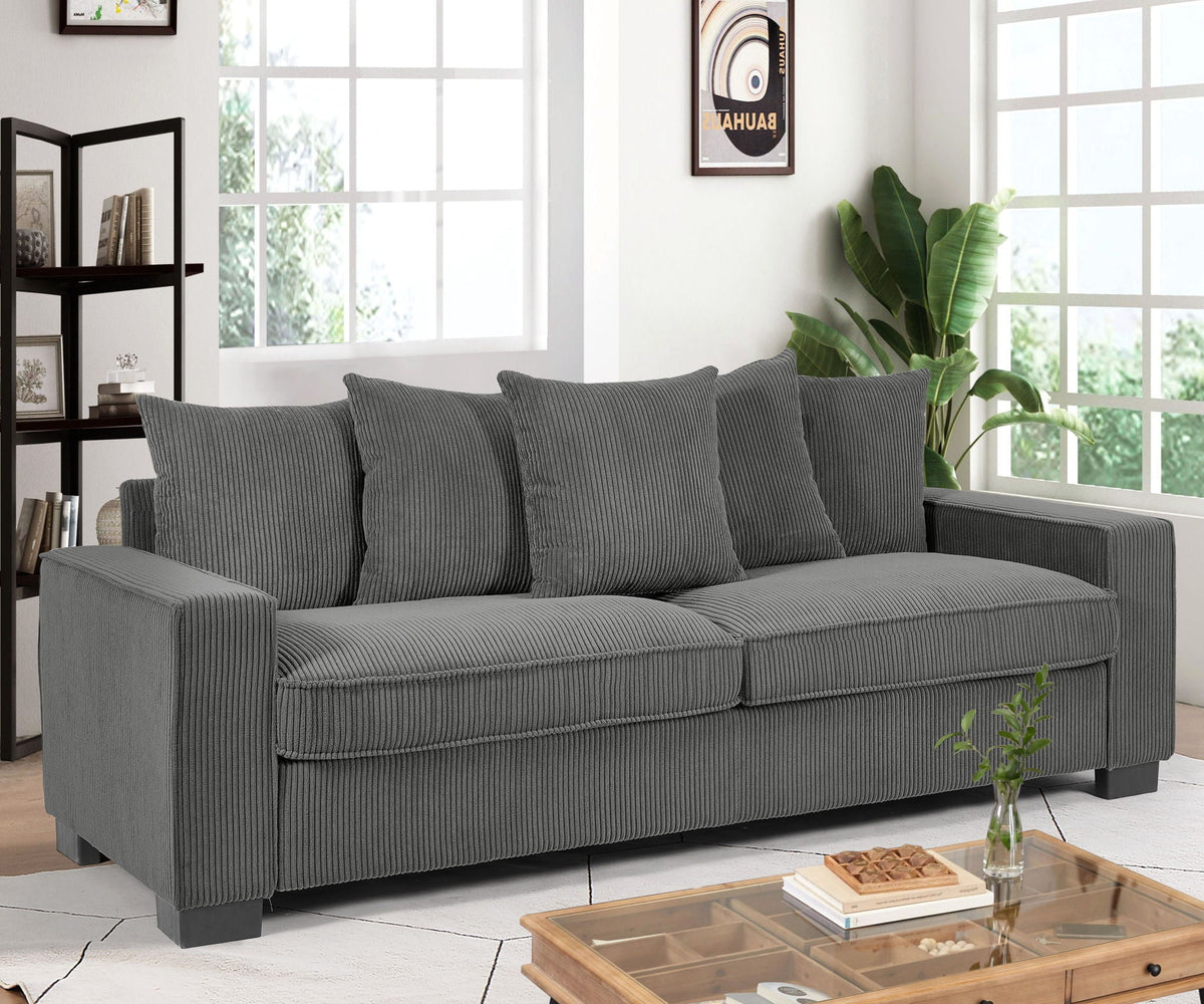 Luxe Sofa 5 Matching Toss Pillows, Sleek 3 Seater