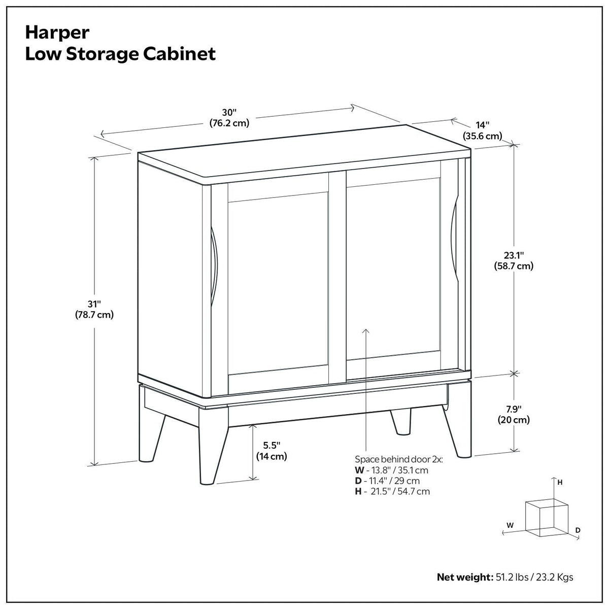 Harper - Low Storage Cabinet - Black