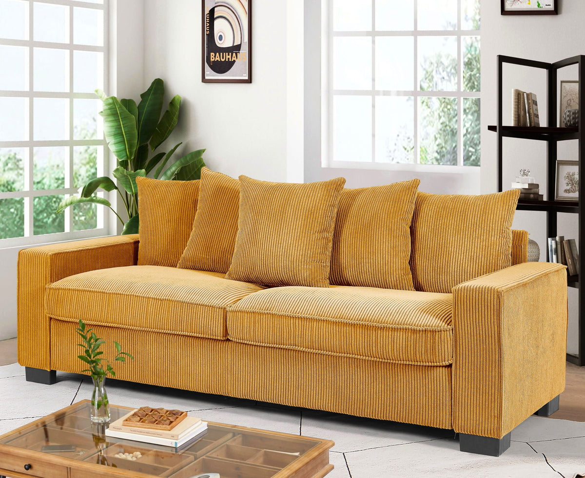 Luxe Sofa 5 Matching Toss Pillows, Sleek 3 Seater