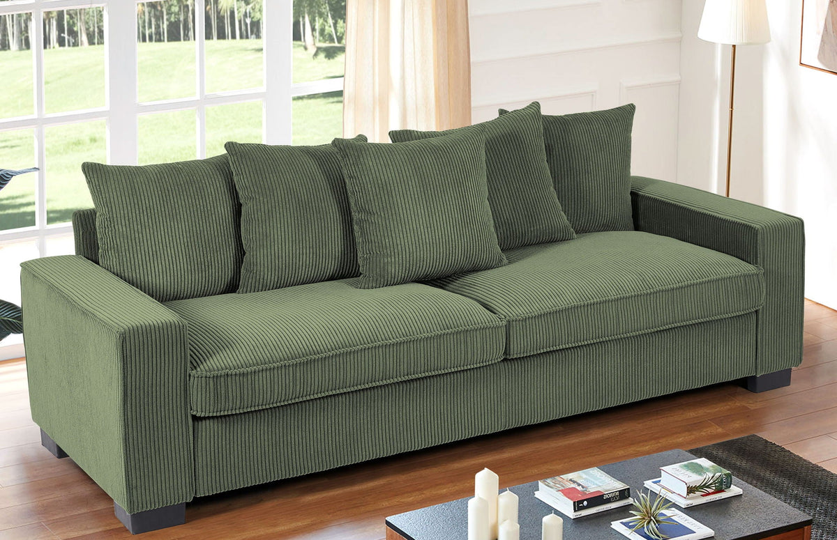 Luxe Sofa 5 Matching Toss Pillows, Sleek 3 Seater