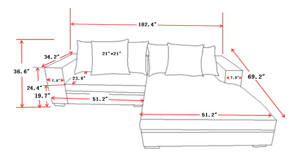 Luxe - Oversized 2-Piece Sectional L-Shaped Sofa Chaise