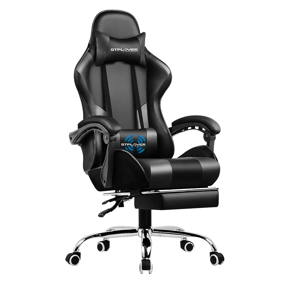 GTPLAYER Gaming Chair Footrest, Lumbar Support, Adjustable Height, Swivel Seat