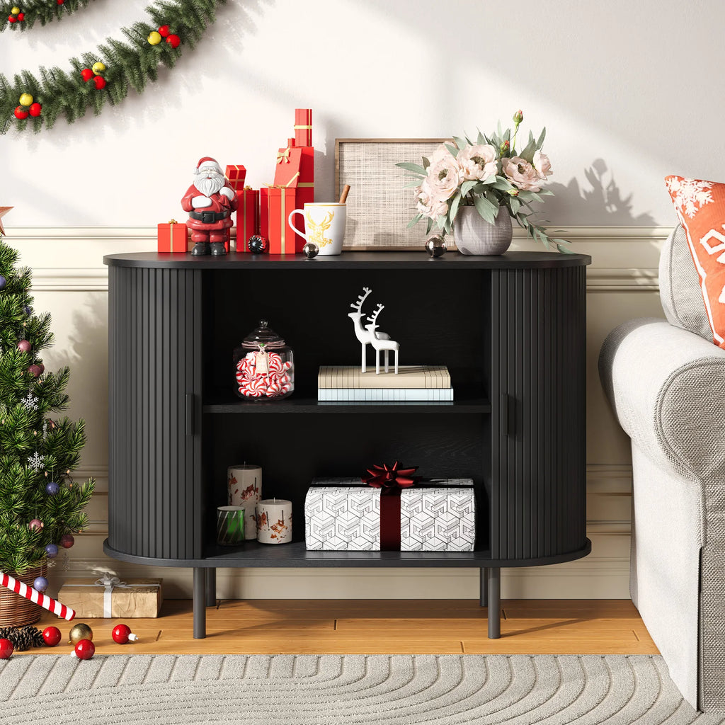 40" Cabinet Sideboard Buffet, Storage, Sliding Door & Adjustable Shelf