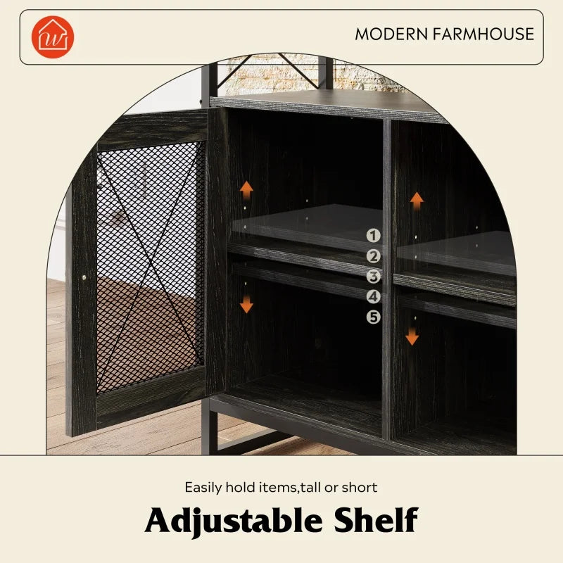 55IN Tall Entertainment Center, Storage Farmhouse Console
