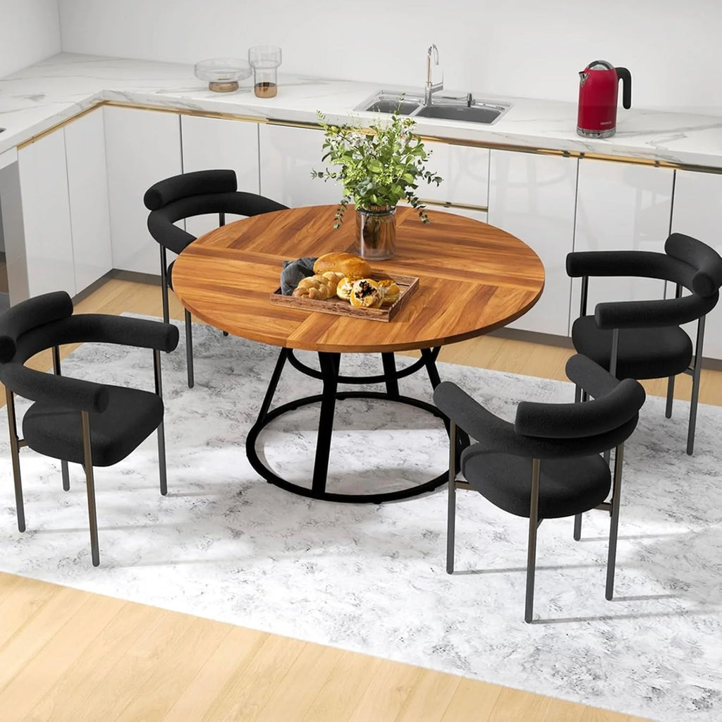 47” Round Dinner Table for 4-6, with Metal Legs