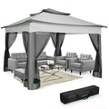 11'x11' Pop-Up Gazebo Pavilion W/Mosquito Netting, Canopy Tent W/Carry Bag