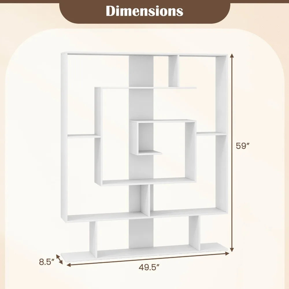 7-Tier Geometric Bookcase with 2 Anti-Tipping Kits