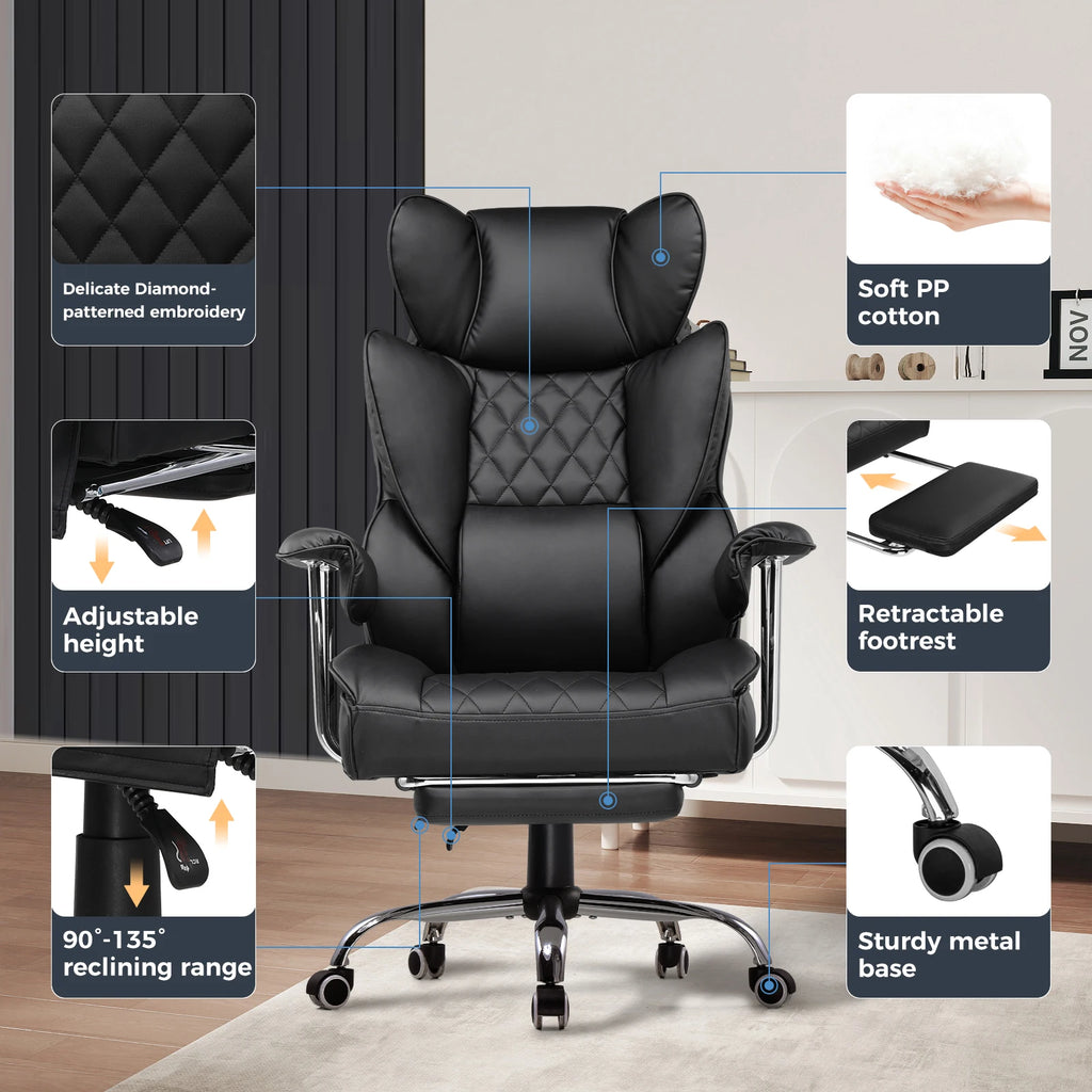 Big/Tall Gaming Chair Pocket Spring Lumbar Support, Ergonomic, Footrest