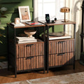 Nightstands Set of 2 Fabric Drawers Fluted, Charging Station