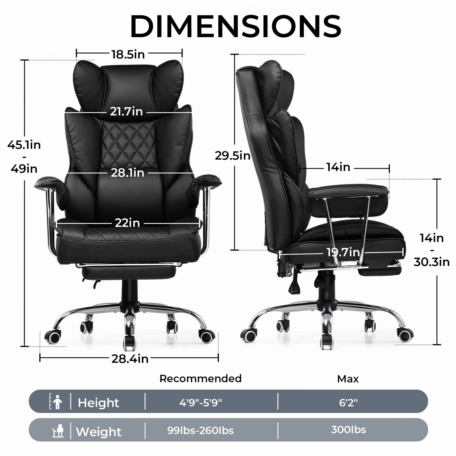 Big/Tall Gaming Chair Pocket Spring Lumbar Support, Ergonomic, Footrest