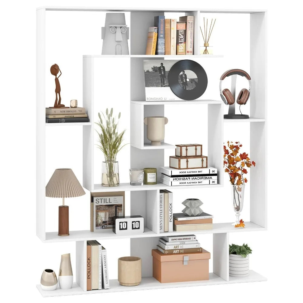 7-Tier Geometric Bookcase with 2 Anti-Tipping Kits