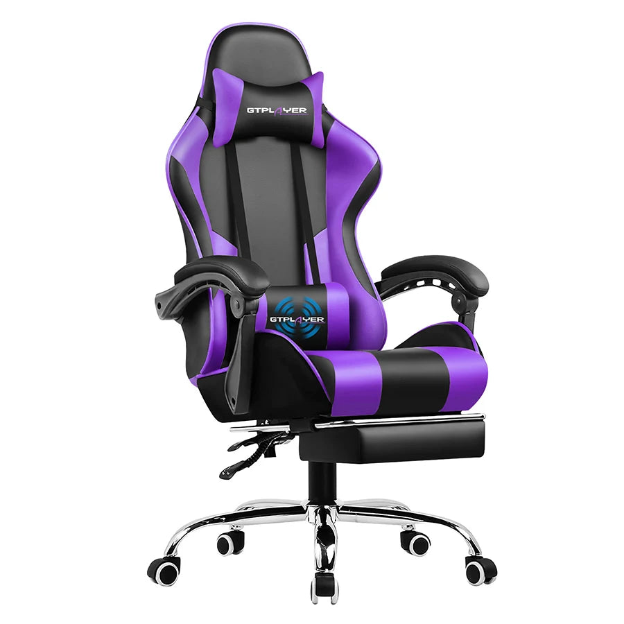 GTPLAYER Gaming Chair Footrest, Lumbar Support, Adjustable Height, Swivel Seat