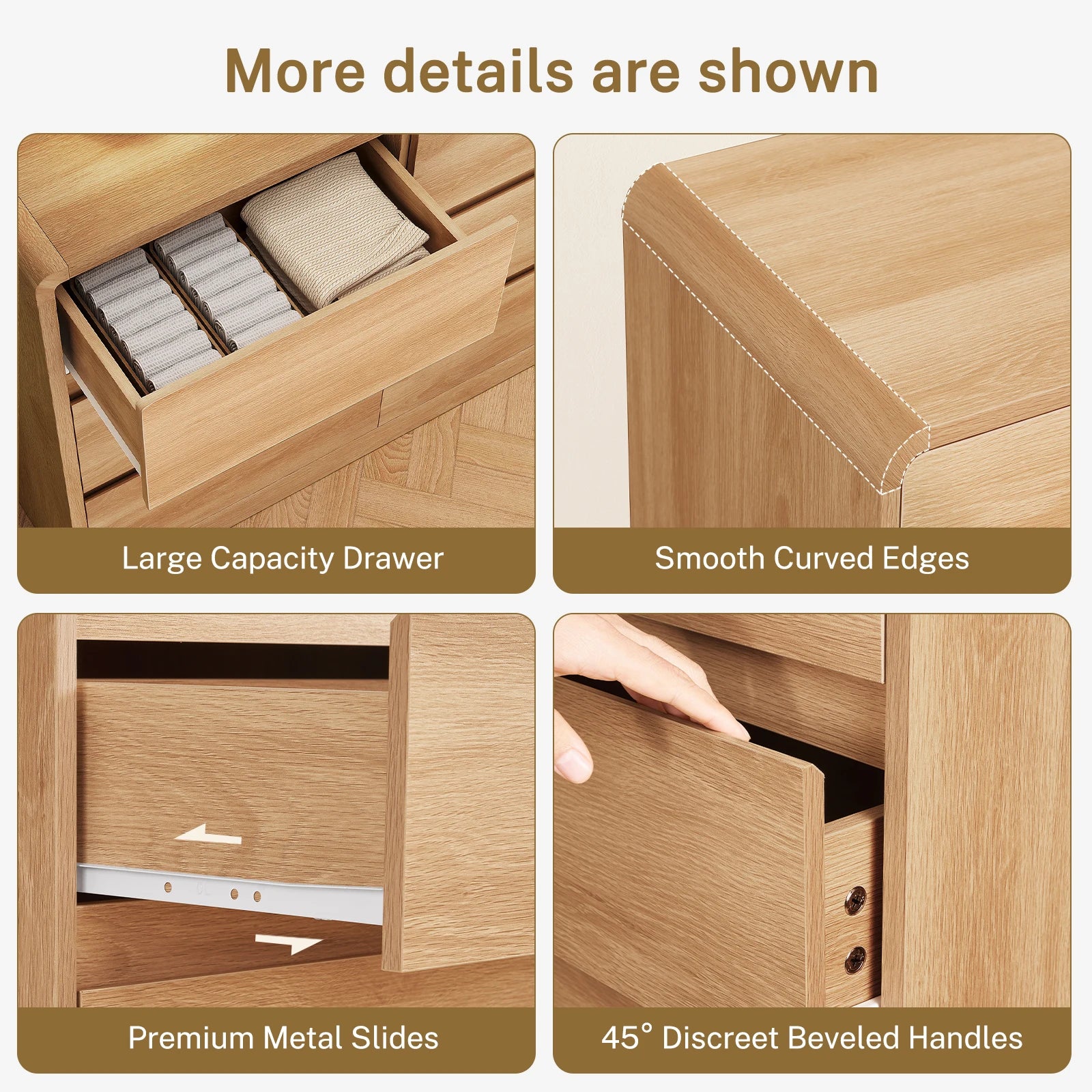 9-Drawer 63Inch Wide Dressers With Curved Profile Design