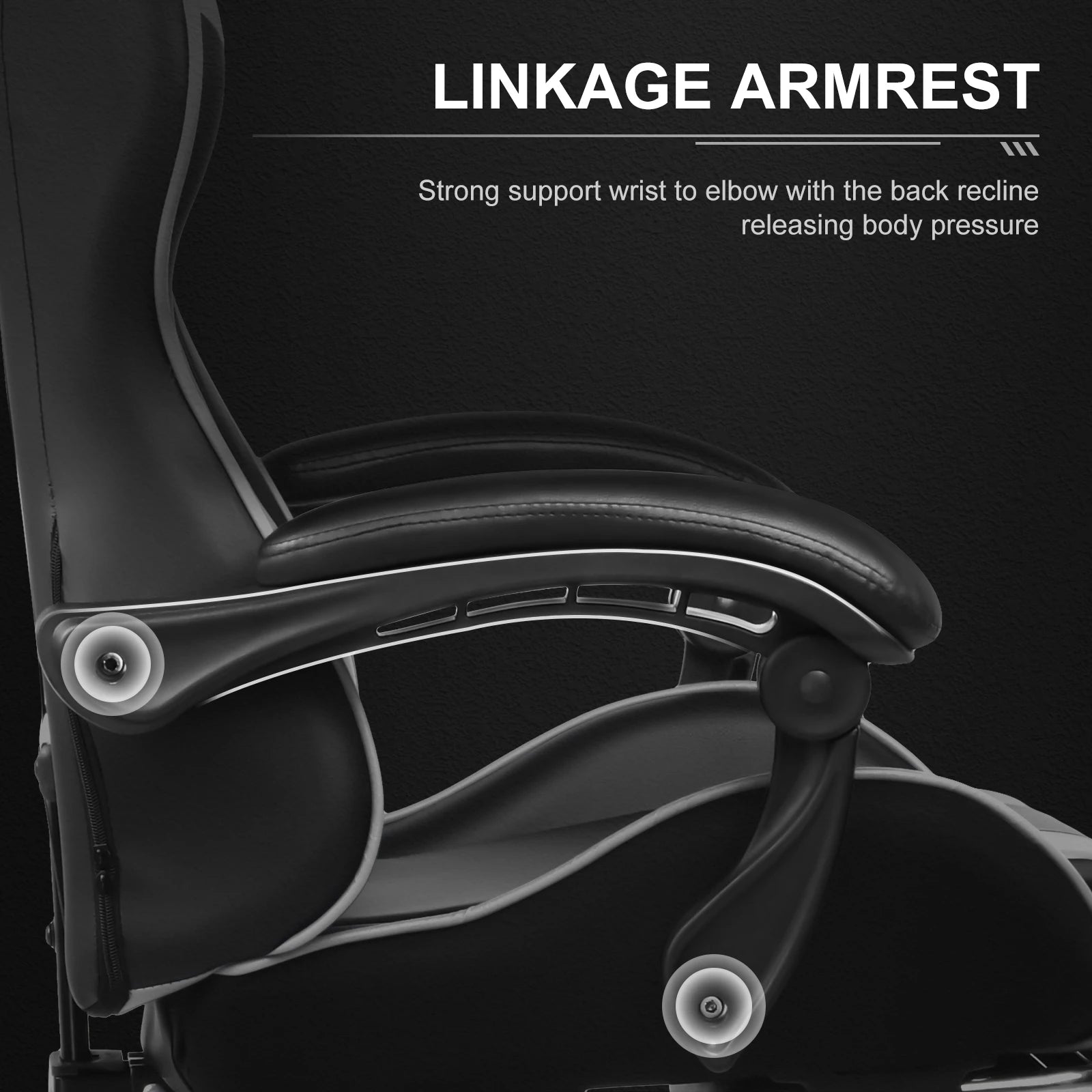 GTPLAYER Gaming Chair Footrest, Lumbar Support, Adjustable Height, Swivel Seat
