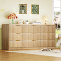 63" Dresser 9-Drawers,  Metal Handles, Fluted Dresser