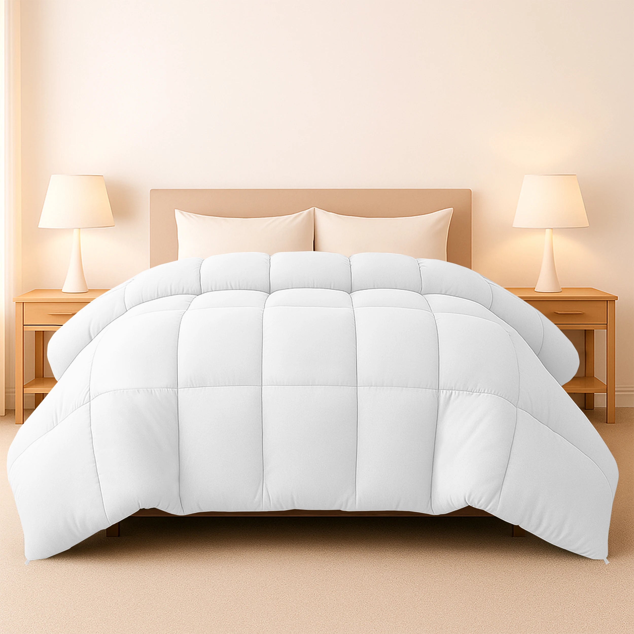 Luxe Decor Down Alternative Comforter – 1 Piece Fluffy Duvet Insert with Box Stitch Design – Soft and Cozy Bedding, 102" x 90"