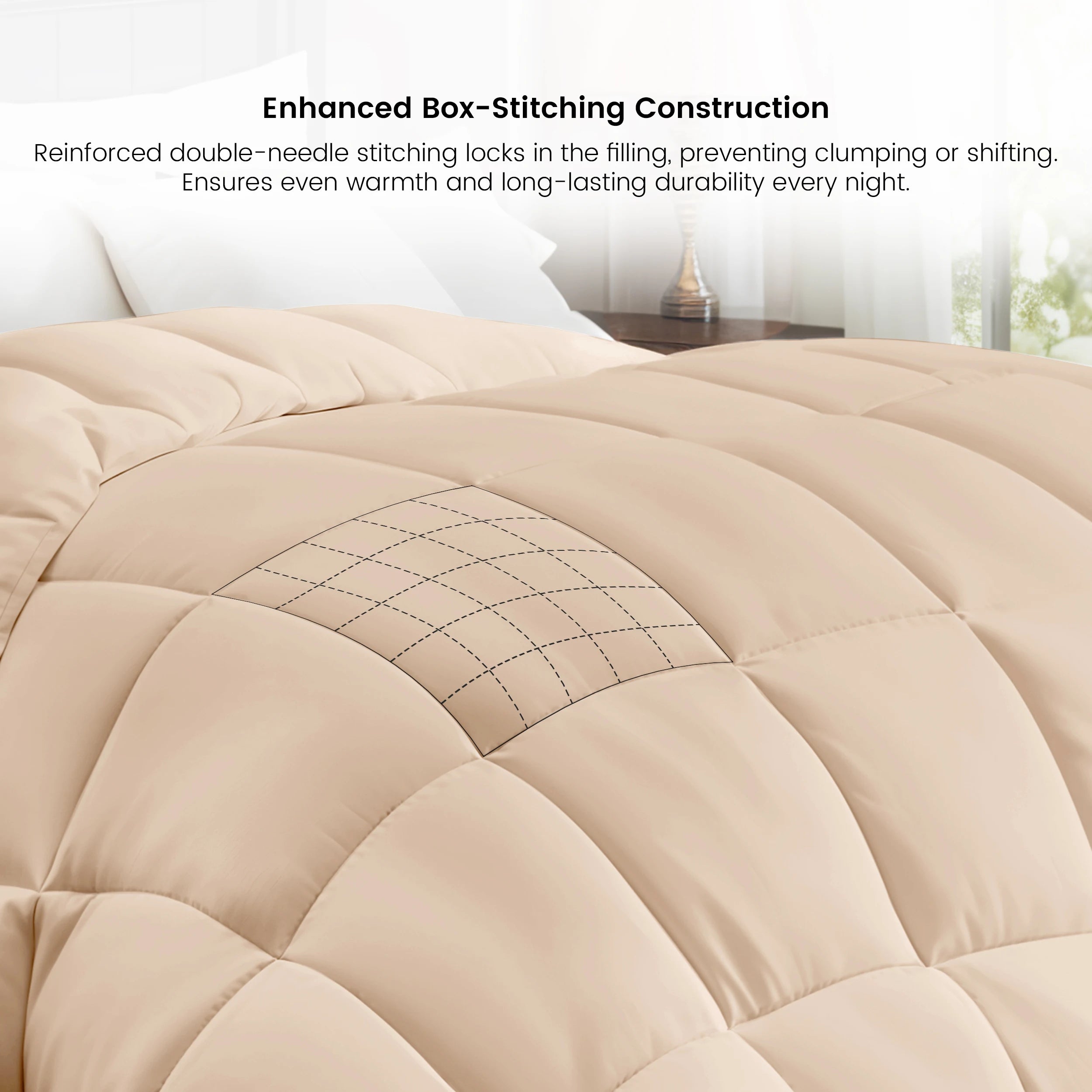 Lux Decor Down Alternative Comforter – 1 Piece Fluffy Duvet Insert with Box Stitch Design – Soft and Cozy Bedding, 102" x 90"
