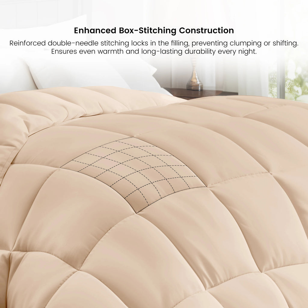 Luxe Decor Down Alternative Comforter – 1 Piece Fluffy Duvet Insert with Box Stitch Design – Soft and Cozy Bedding, 102" x 90"