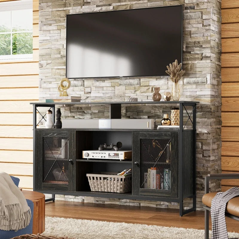 55IN Tall Entertainment Center, Storage Farmhouse Console
