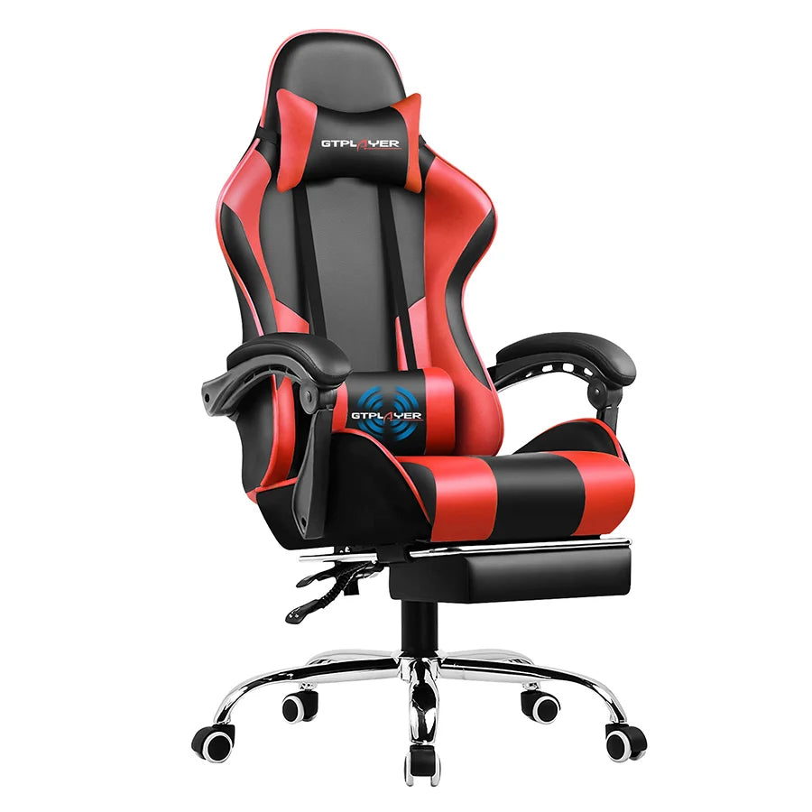 GTPLAYER Gaming Chair Footrest, Lumbar Support, Adjustable Height, Swivel Seat