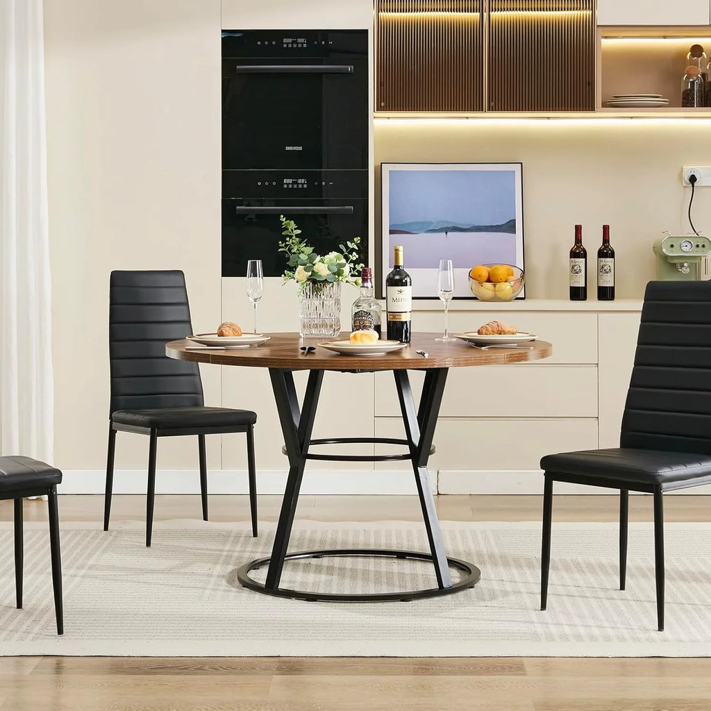 47” Round Dinner Table for 4-6, with Metal Legs