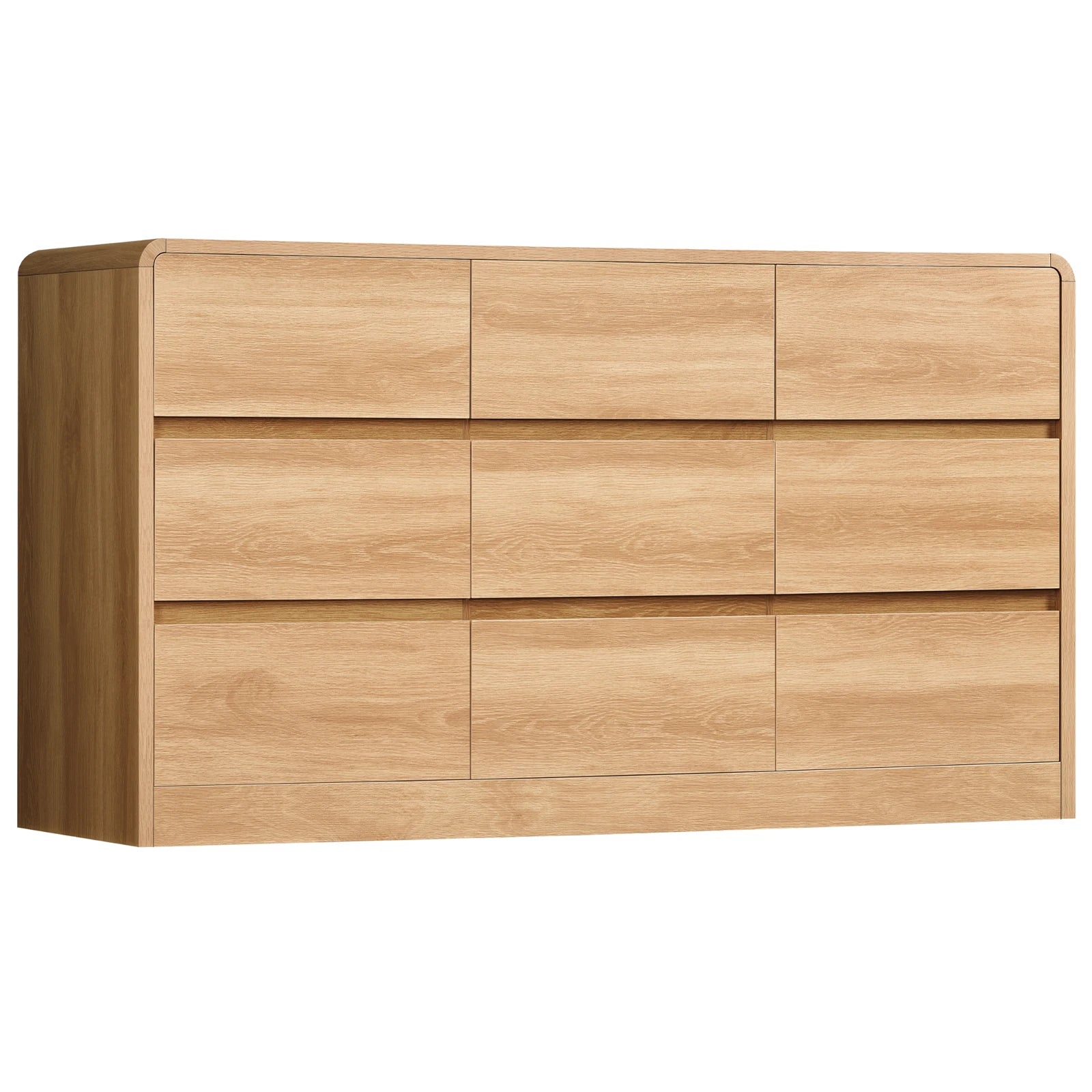 9-Drawer 63Inch Wide Dressers With Curved Profile Design