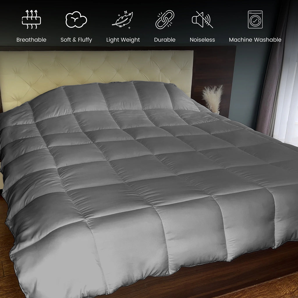 Luxe Decor Down Alternative Comforter – 1 Piece Fluffy Duvet Insert with Box Stitch Design – Soft and Cozy Bedding, 102" x 90"