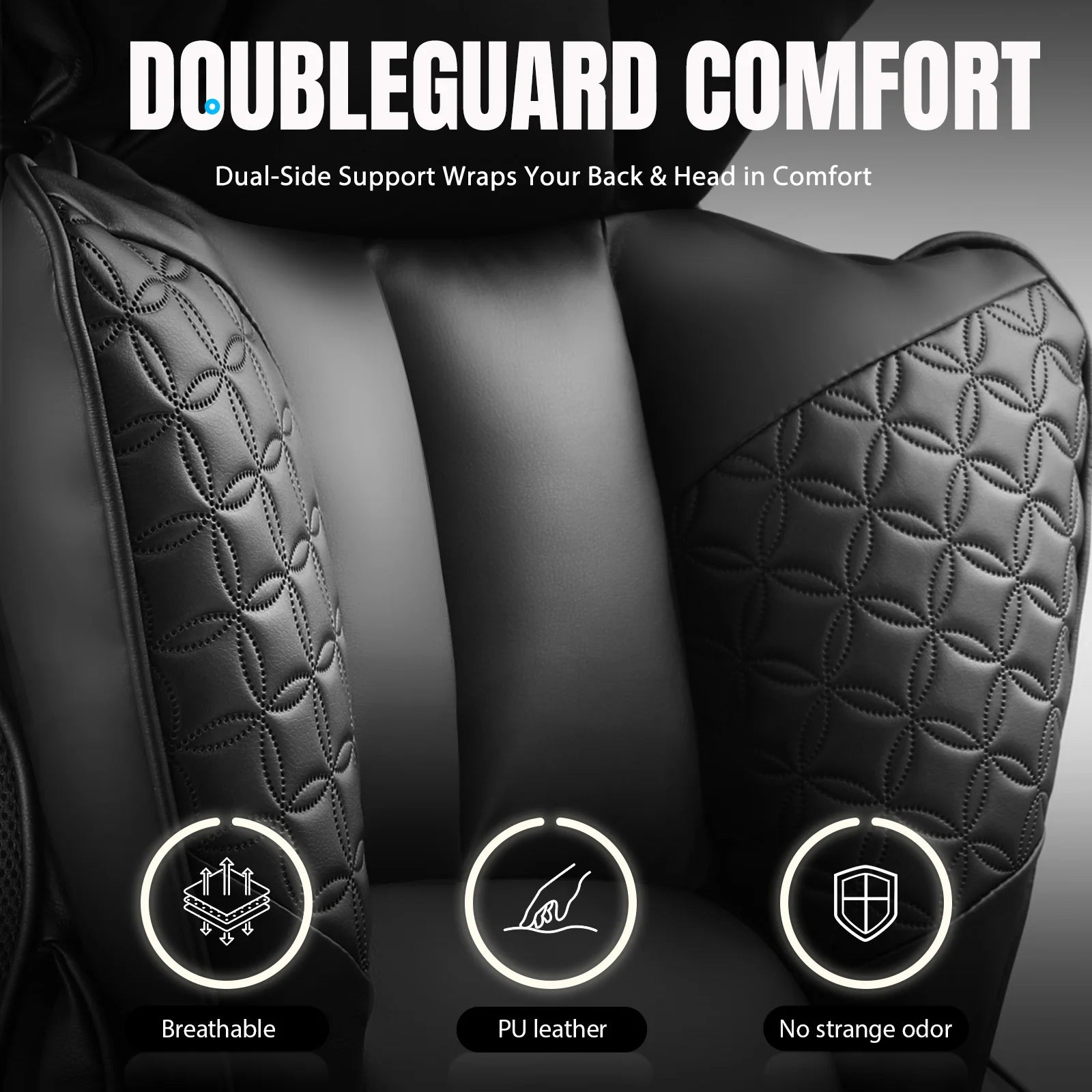 Ergonomic Leather High Back Gaming Chair Footrest, Adjustable Armrests