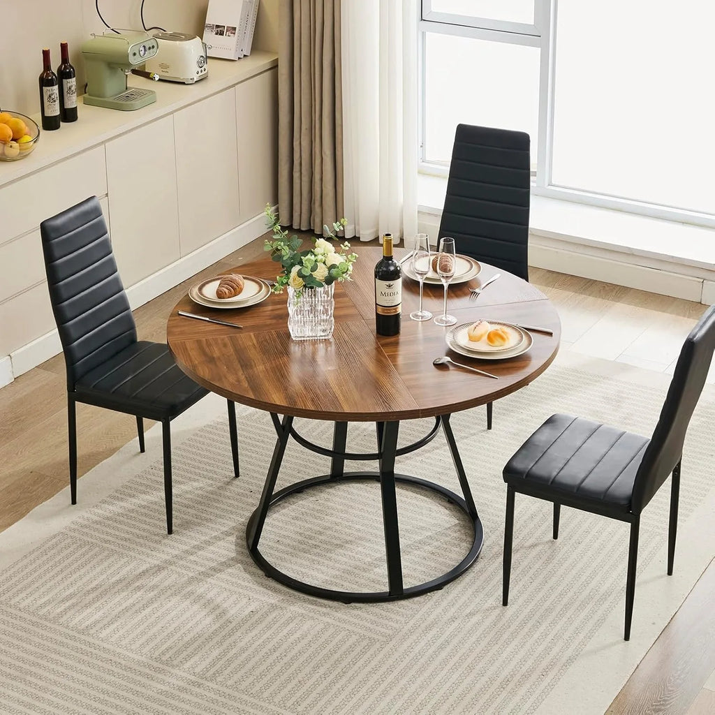 47” Round Dinner Table for 4-6, with Metal Legs