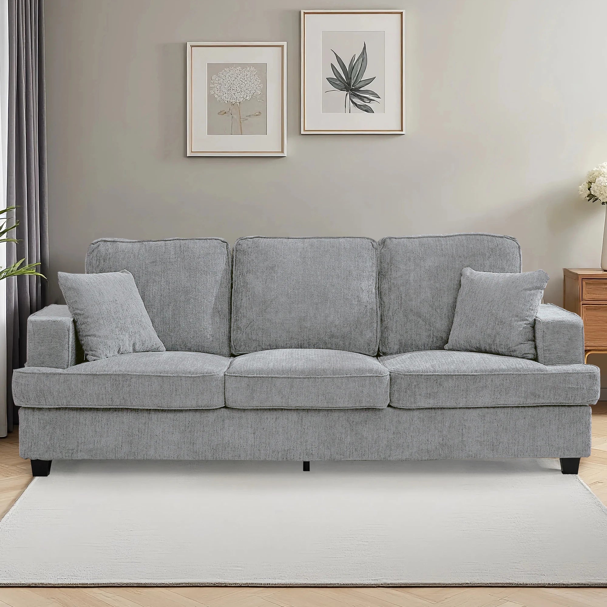 89" Cloud Couch Sofa in Chenille, Extra Comfy Soft 3-Seater