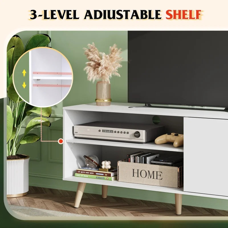 Mid-Century Modern 55IN TV Console, Storage Cabinet