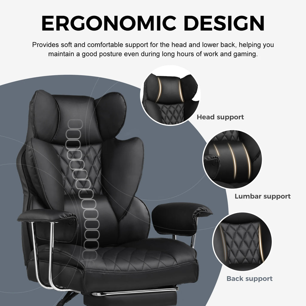 Big/Tall Gaming Chair Pocket Spring Lumbar Support, Ergonomic, Footrest