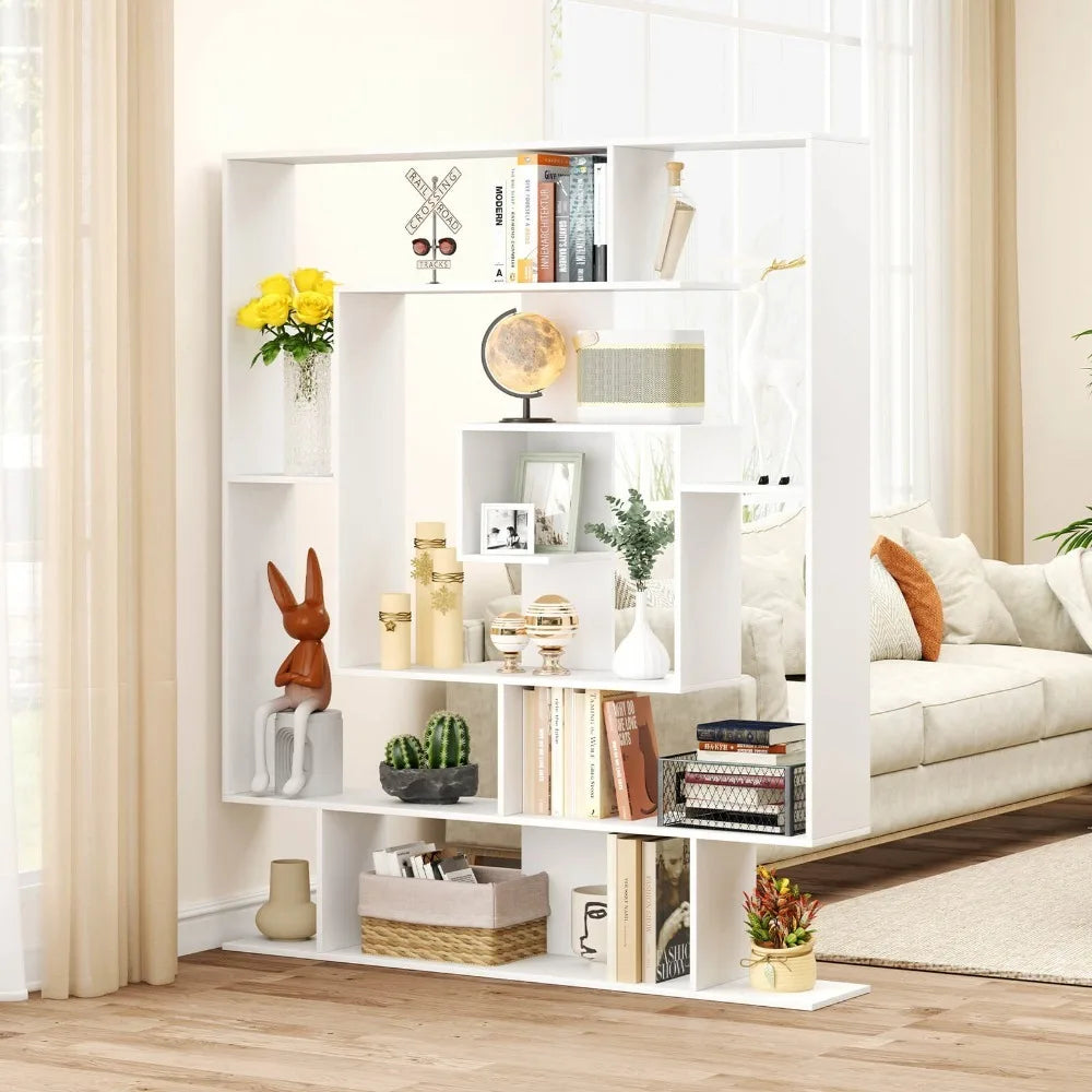 7-Tier Geometric Bookcase with 2 Anti-Tipping Kits