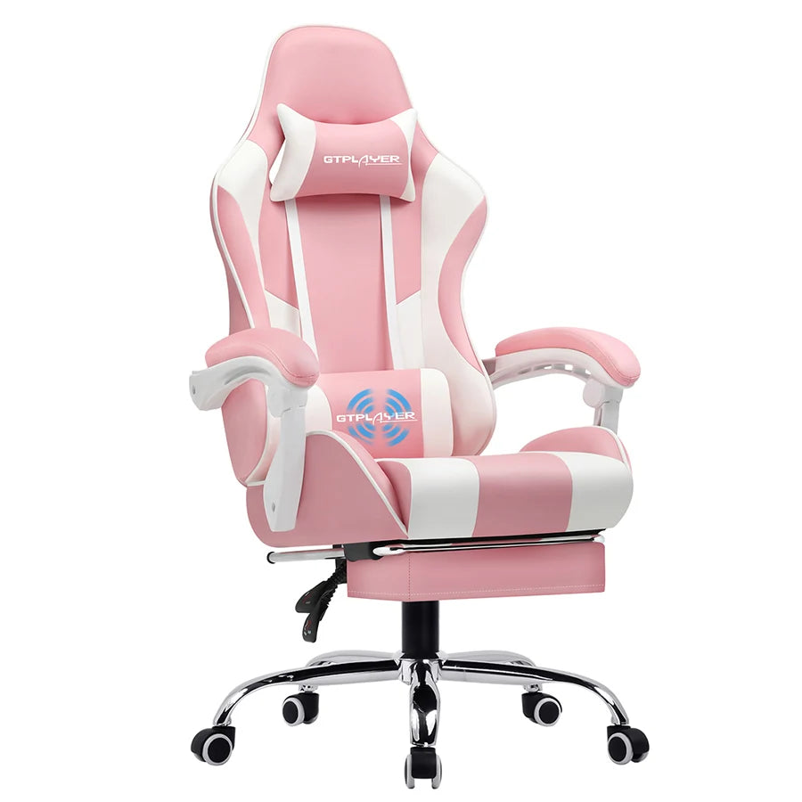 GTPLAYER Gaming Chair Footrest, Lumbar Support, Adjustable Height, Swivel Seat