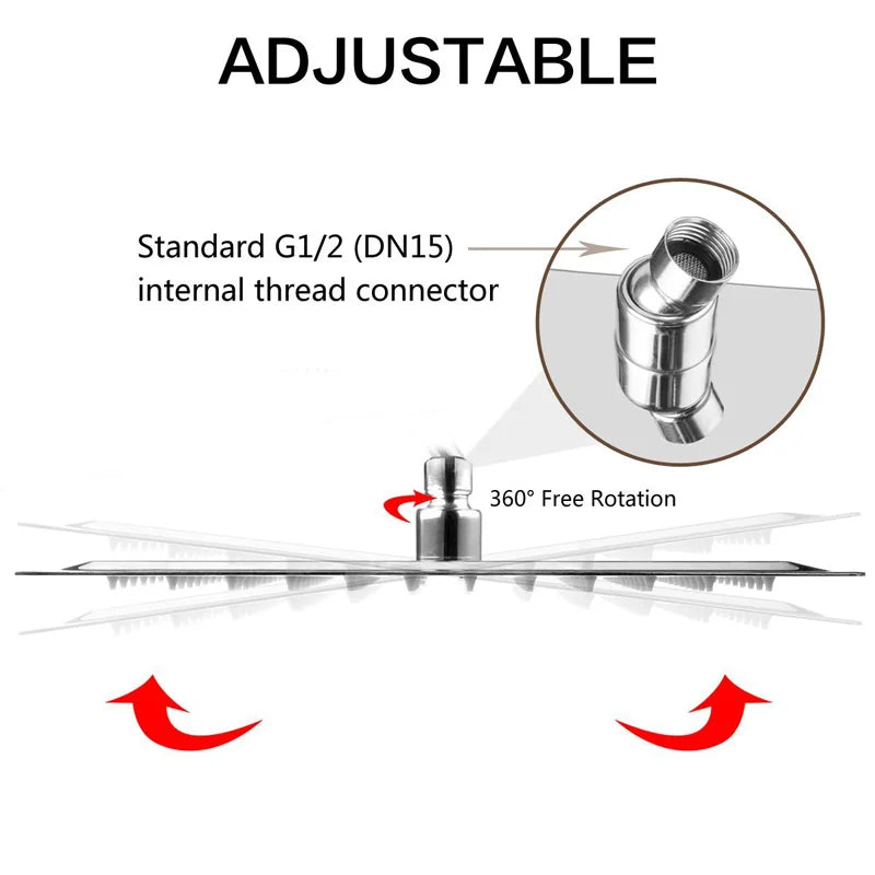 Stainless Steel Ultrathin 16" Rainfall, Large Flow Shower Head Chrome