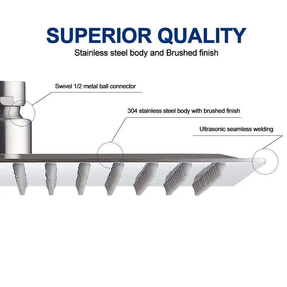 Stainless Steel Ultrathin 16" Rainfall, Large Flow Shower Head Chrome