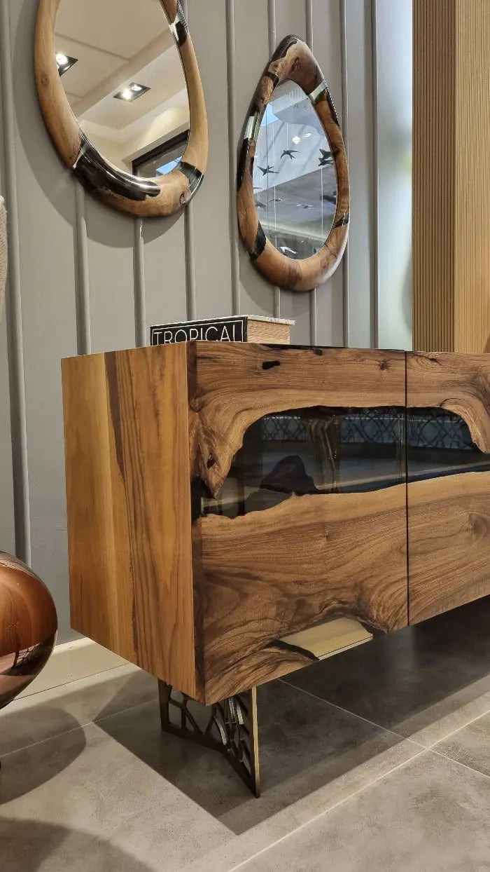 Wood and Resin Dining Room Buffet & Sideboard Table