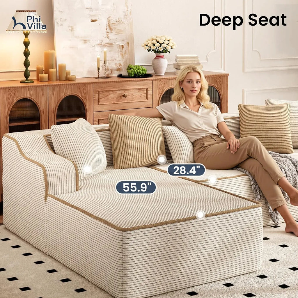 104IN Cloud Sectional Sofa, L-Shaped, Deep Seats, Compressed Couch