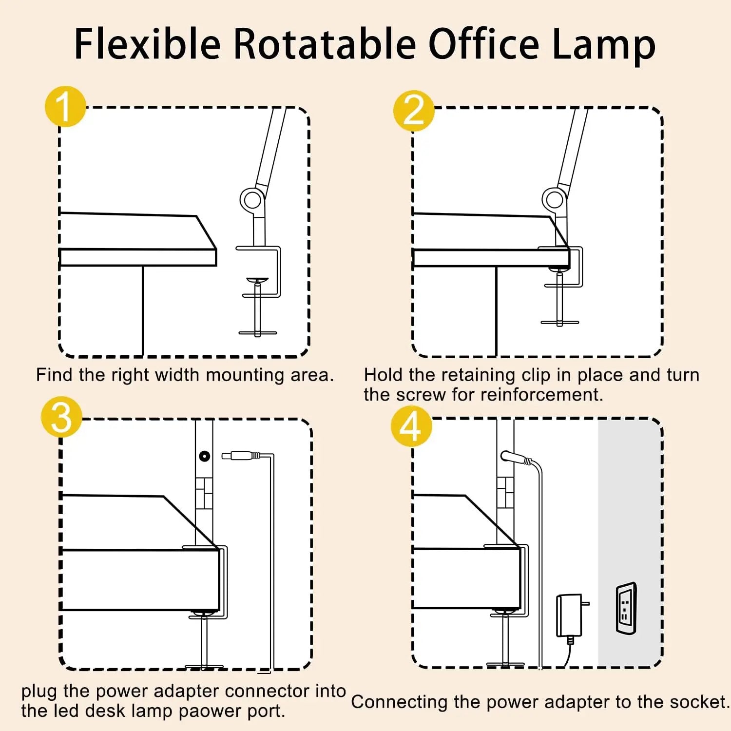 LED Desk Lamp, Clamp, 4 section Swing Arm, Three lights: 4 Colors, 5 Brightness