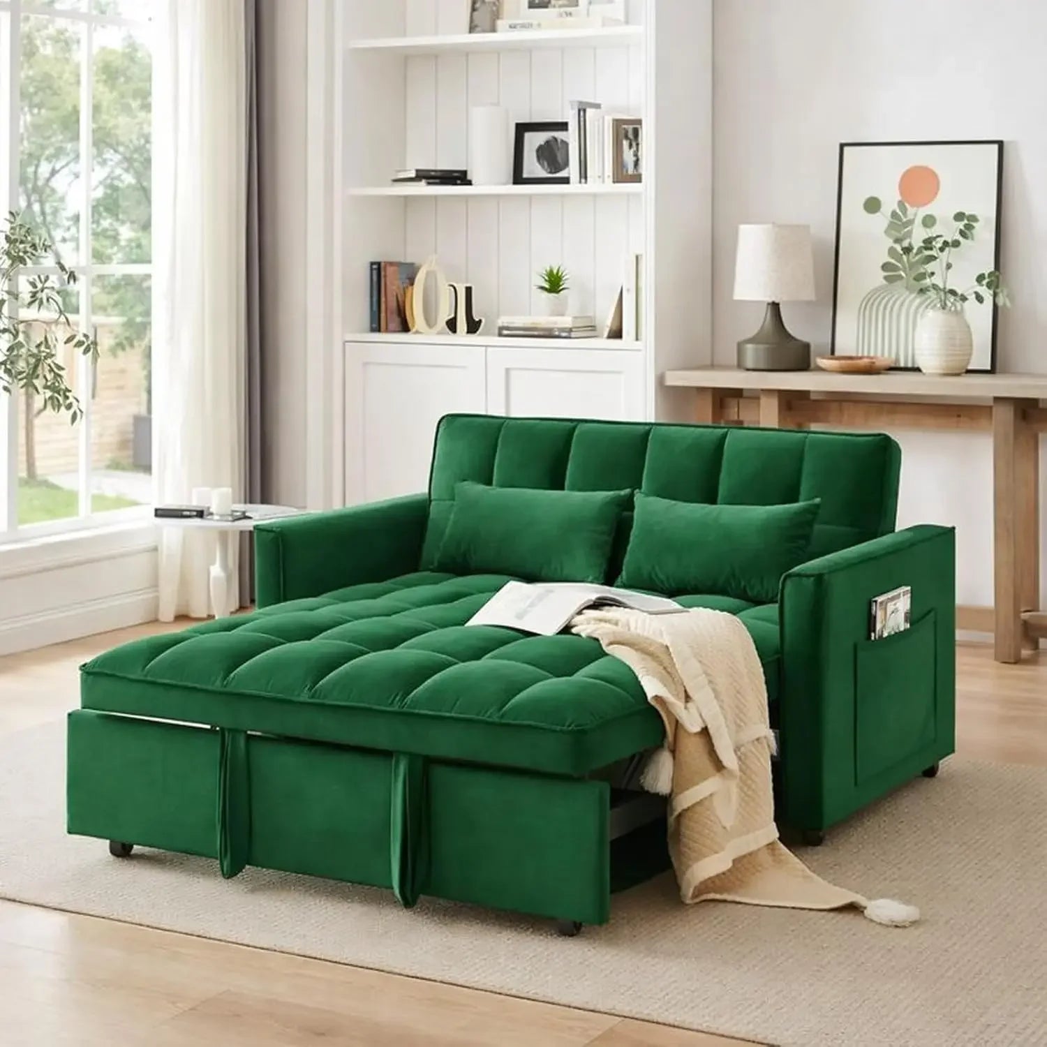 55" 3-in-1 Loveseat Sleeper Sofa Adjustable Reclining Pull Out