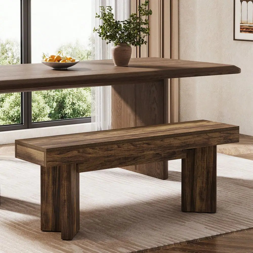 Farmhouse 47IN Wooden Dining Bench, Sturdy Frame