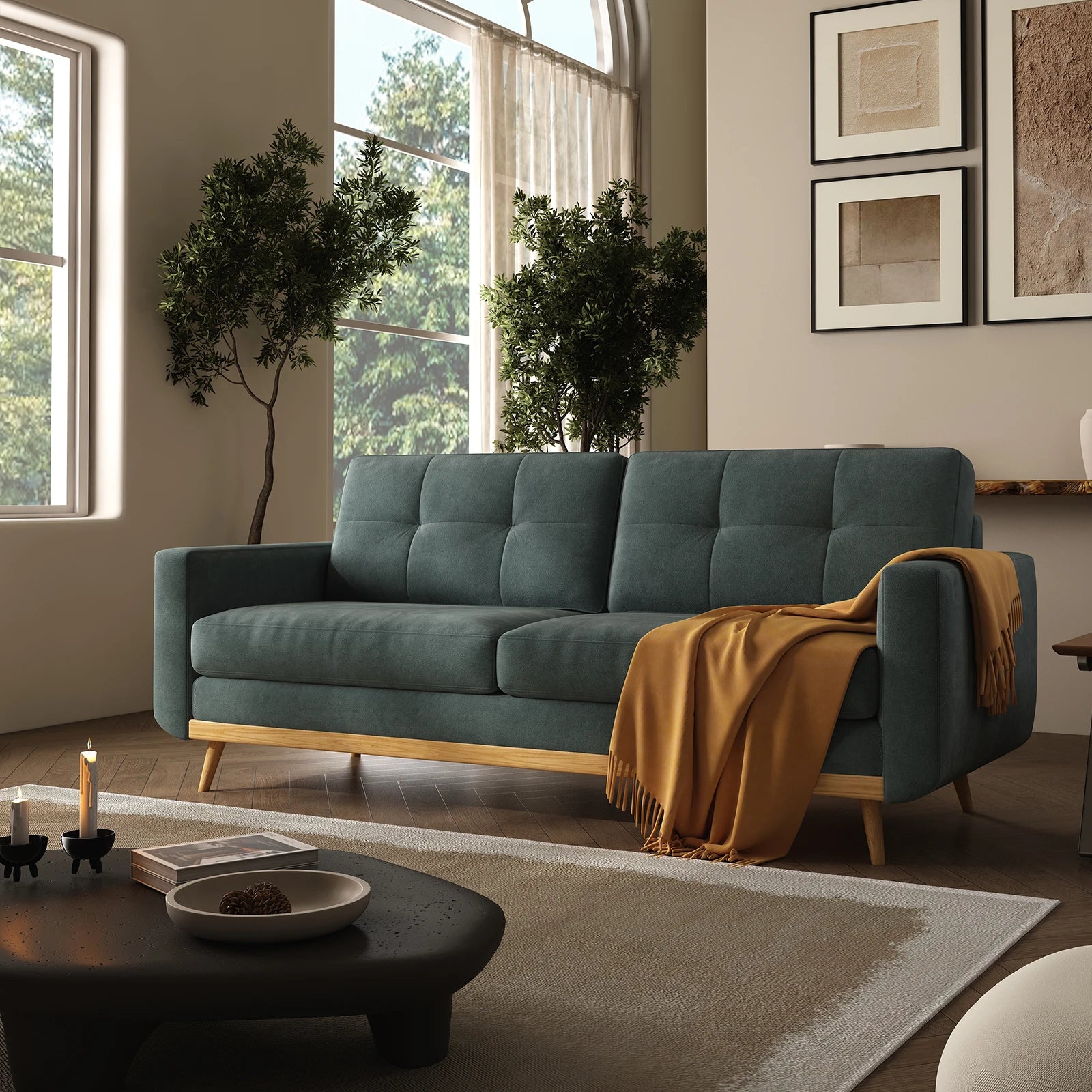 67.7IN Loveseat Sofa Wooden Legs