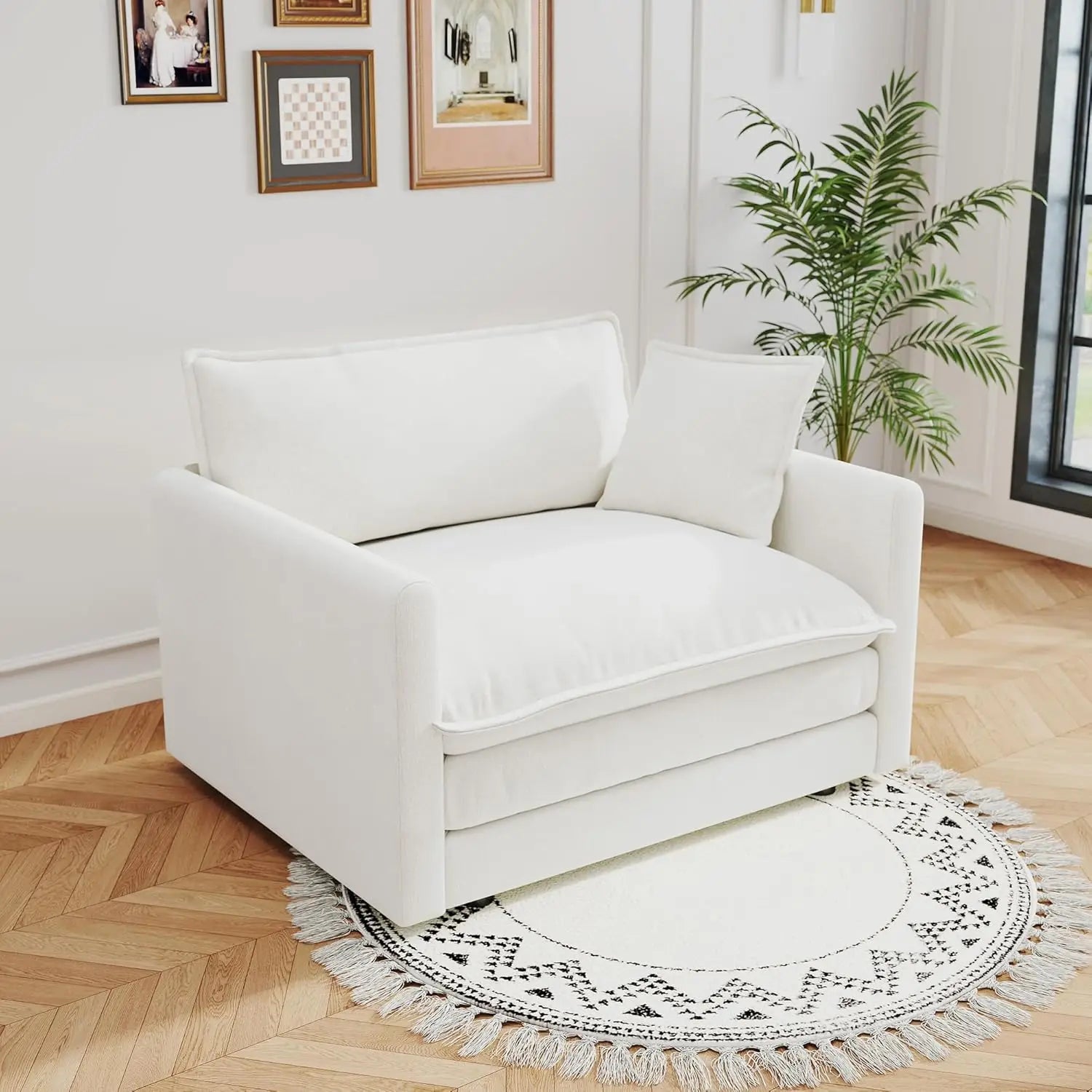 41.4" Sofa Cloud Couch, 1-Seat Chenille Deep Seat Pillow