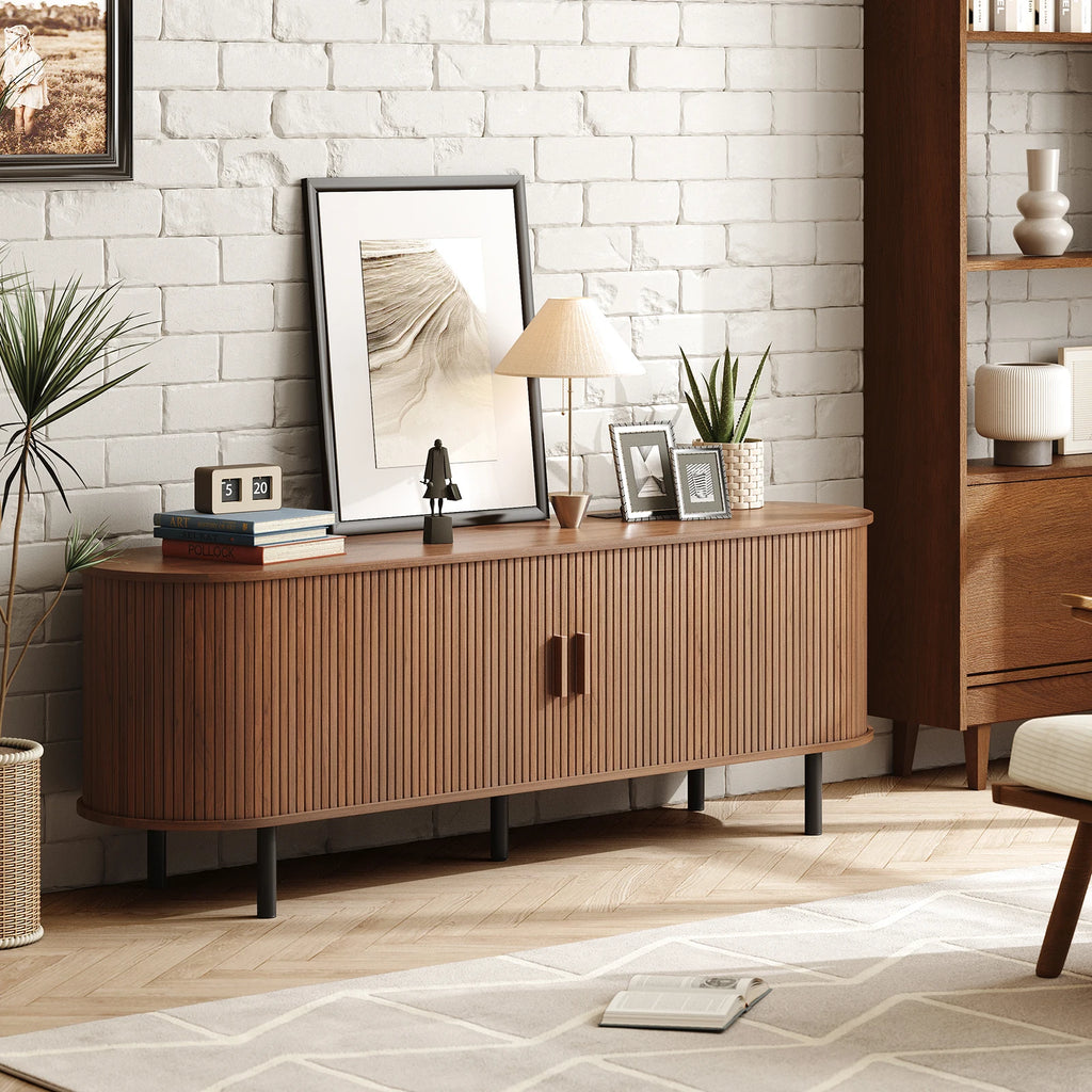 Entertainment Center Sliding Doors, Storage, Adjustable Shelves, Power Outlet