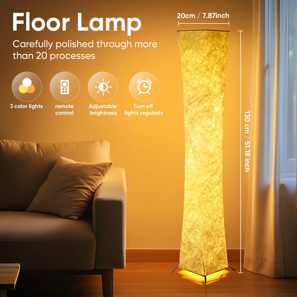 52" Soft Light Floor Lamp, Warm Light 3000K LED Fabric