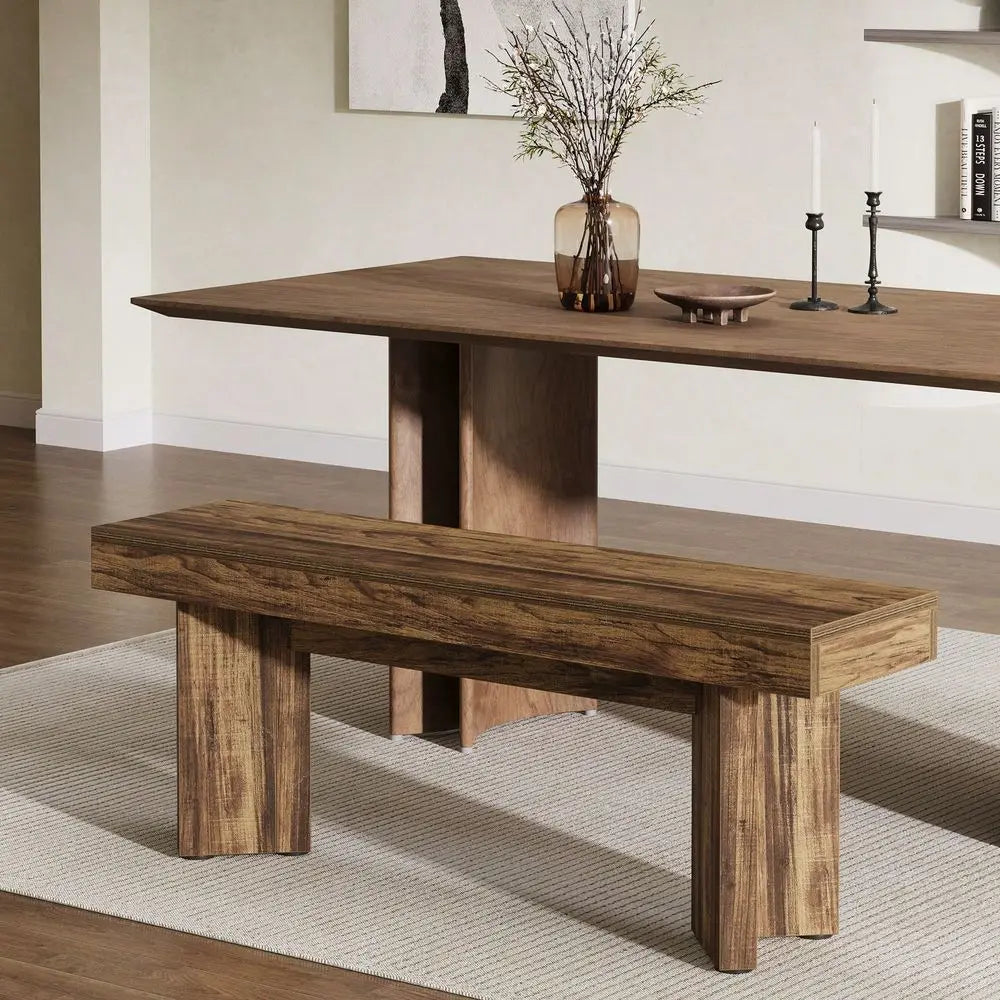 Farmhouse 47IN Wooden Dining Bench, Sturdy Frame