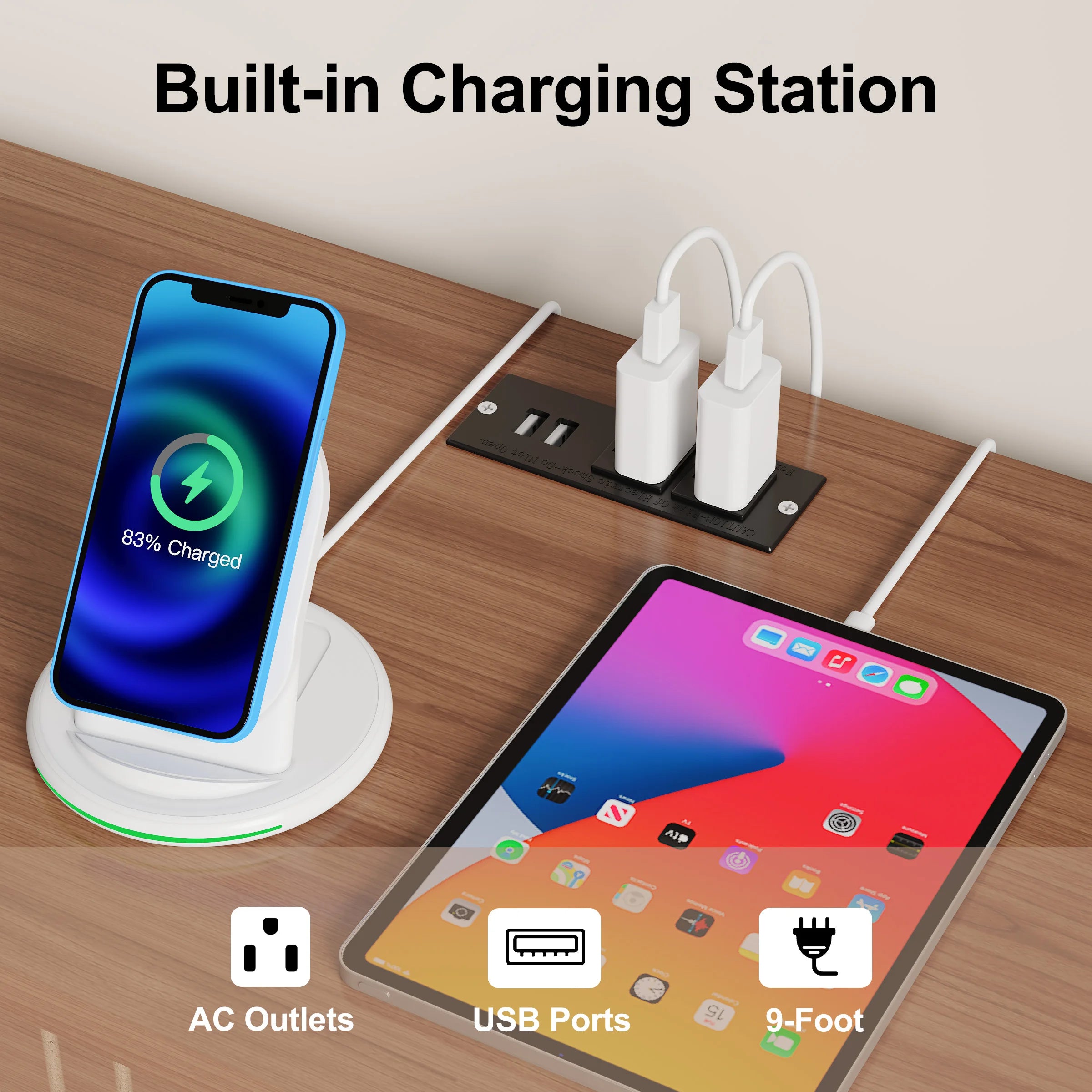 TV Stand, Storage, Shelves, Sliding Doors, American Standard Charging Station