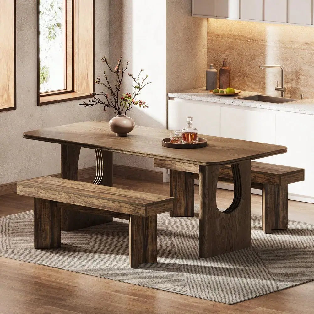 Farmhouse 47IN Wooden Dining Bench, Sturdy Frame