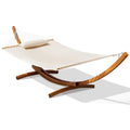 Cotton Fabric Double Hammock, Spreader Bars, 10.5 FT Wood Arc, Wood Stand