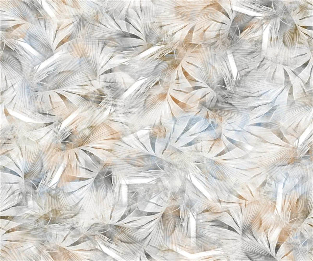Cream Style Abstract Feather Flower Pattern Wallpaper European Wall mural
